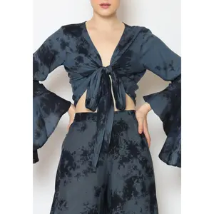Boho Top With Full Sleeves Tie Dye Long Sleeve Fitted Blouse for Summer Outings Bohemian Charm Chic Elegant Rayon Shirts