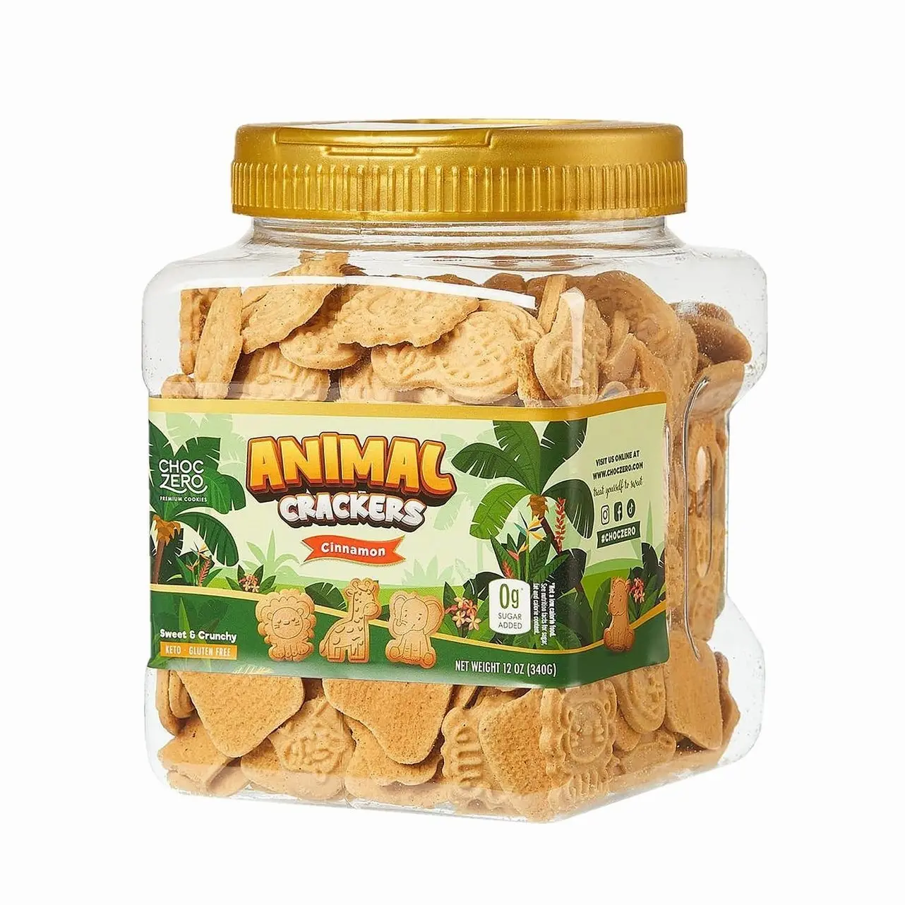 ChocZero Animal Crackers Cookies, Cinnamon Flavored, Gluten Free, Low Carb, No Added Sugar, 12 Ounce (Pack of 1)