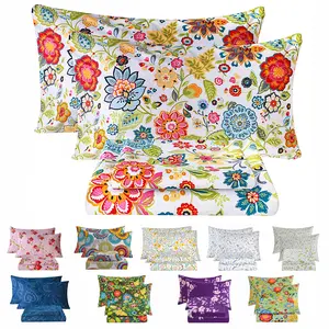 Bedlifes  Bamboo Blend & Brushed Microfiber Cooling & Soft Floral Bed Sheet Set  Soft 14-21"Extra Deep Pocket