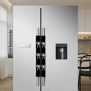 2Pcs Pearl Bow Refrigerator Handle Covers, Elegant StylePolyester Kitchen Appliance Decor - Non-Slip, Anti-Static, Fingerprint Resistant, Removable & Reusable Protective Sleeves for Refrigerator, Dishwasher, Microwave & Oven.1.10QWA-39