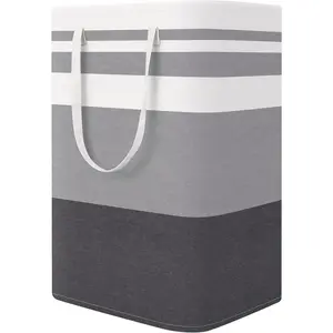 Large Collapsible Laundry Basket Hamper with Easy Carry HandlesFreestanding Clothes Hampers for Laundry, Bedroom, Dorm, Towels, Toys, 75L, Gradient Grey