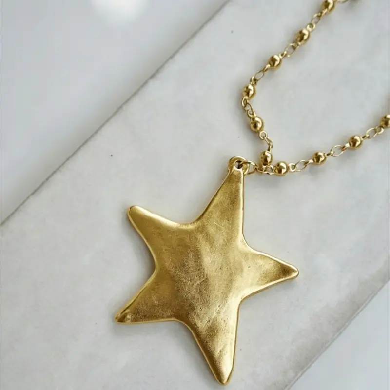 Vintage Bohemian Star Pendant Necklace, Elegant Chain with 3D Star Design, Perfect for Parties and Casual Wear, Star Necklace for Women, Fashion Necklace, Boho Necklaces