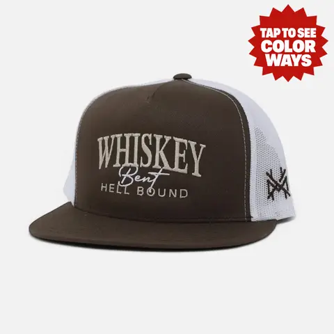 Whiskey Bent Hell Bound Embroidered Trucker Hat Snapback Adjustable (Up To Size 8 Head)