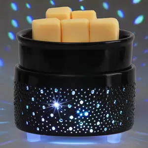 Wax Melt Warmer Ceramic 3-in-1 Oil Burner Electric Candle Wax Warmer Burner Heating Plate Melter  Warmer for Scented Waxs  Office Bedroom  & Decor (Black)