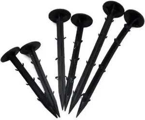 50 Pcs 4.3 inch Sturdy Plastic Stakes Anchors Rustproof for Holding Down Landscape Fabric Lawn Edging,Tents,Game Nets and Rain Tarps Black (4.33 inch)