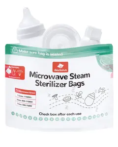 Microwave Steam Sterilizer Bag for Baby Bottles (20 Uses Per Bag), Reusable Travel Sterilization Pouches, Disinfection Container for Baby Pacifiers and Breast Pump Accessories
