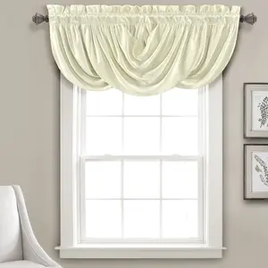 Lush Decor Lucia Single Valance Curtain 42"W x 18"L - Valances - Kitchen Valances for Windows - Bathroom Window Curtains - Flower Curtains