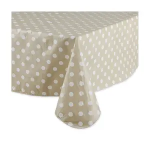 Design Imports Polka Dot Vinyl Tablecloth Natural 60x102