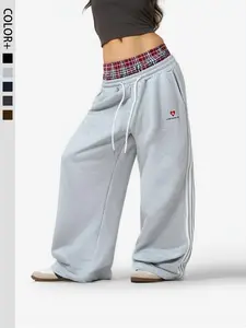 Unisex Leopard Print Fitted Pants, Casual Street Style Knit Joggers, Elastic Waist Drawstring Design, Comfortable Fall & Winter Wear