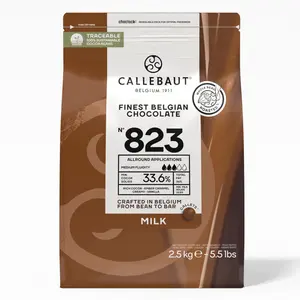 Callebaut Belgian Milk Chocolate Baking Callets Chips 33.6% 1 Bag 5.5 lbs Finest Quality for Baking Authentic Belgian Chocolate Baked Snack Snack