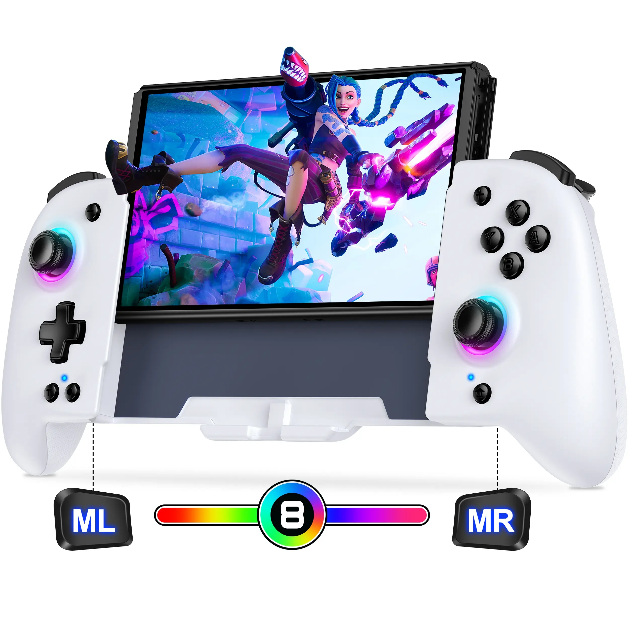 Wireless Pro Controller for Switch/OLED Consoles, Full-Size Ergonomic Handheld Joypad Gaming Accessory with Rechargeable Battery, RGB Lights, Turbo Function, Programming Feature, Manufacturer Warranty, Accessories, Console
