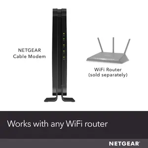 NETGEAR Cable Modem CM500 - Compatible with Cable Providers incl. Xfinity. Cox | for Plans up to 300Mbps | DOCSIS 3.0 | Ethernet | Single Band