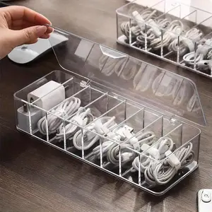 Cable Storage Bands, 1 Count Multifunctional Cable Storage Box with 10pcs Storage Bands, Desktop Cable Organizer for Home Office, Multifunctional Cable Tie, Office Desk Accessories