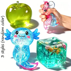 3-Pack Toy Set, Apple and Ocean Cube Squeeze Toys, Stress Relief for Kids and Adults, Random Colors, Unisex Toy