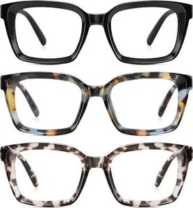 Reading Glasses for Women Men - Blue Light Blocking  Oversize Oprah Square Anti Glare/Eyestrain Spring Hinge