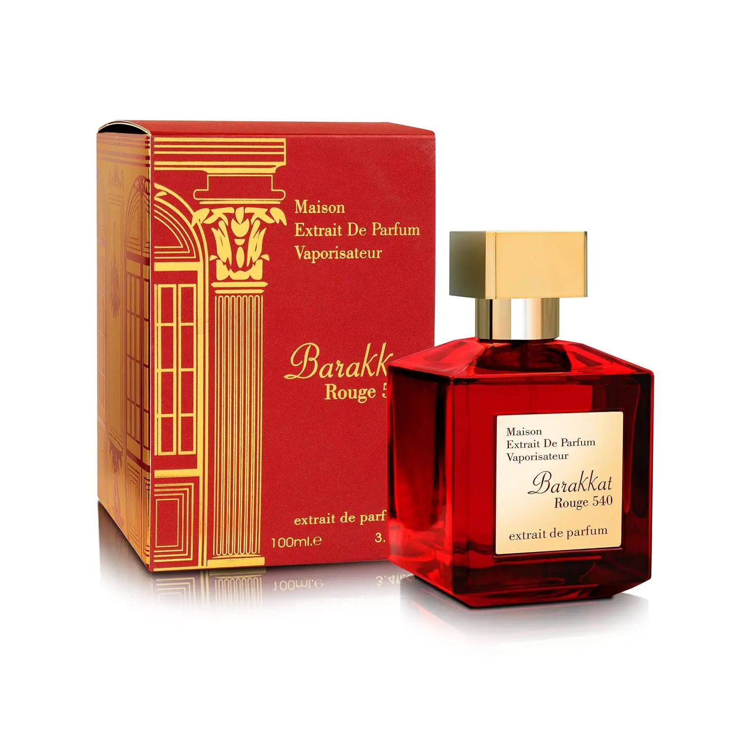Maison Alhambra Barakkat Rouge 540 Extrait De Parfum Spray | 3.4 oz (100ml) | Bitter Almond, Saffron, Egyptian Jasmine, Cedar, Ambergris, Musk, Woody Scent | Long Lasting Fragrance for Men and Women (Unisex)