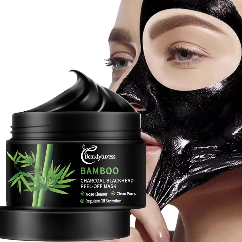 Bamboo Charcoal Blackhead Peel-off Mask, Deep Cleansing Facial Mask, Charcoal Face Mask, Purifying Face Mask, Blackhead Removal Facial Skin Care Product for Women & Men, Blackhead Clean Pores, Regulate Oil Secretion, Blackhead Remover Mask
