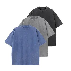 1/3 Pack Men's Cotton T-Shirts Oversized Half Short Sleeves Casual Loose Soild Streetwear Tops, Unisex Retro Street T-Shirts, Loose Fit Acid Washed.