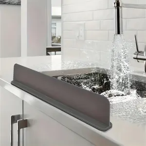 1 Count Silicone Sink Splash Guard, Non-slip Water Barrier with Suction, Splash Guard for Kitchen, Bathroom, Laundry Room, Interior