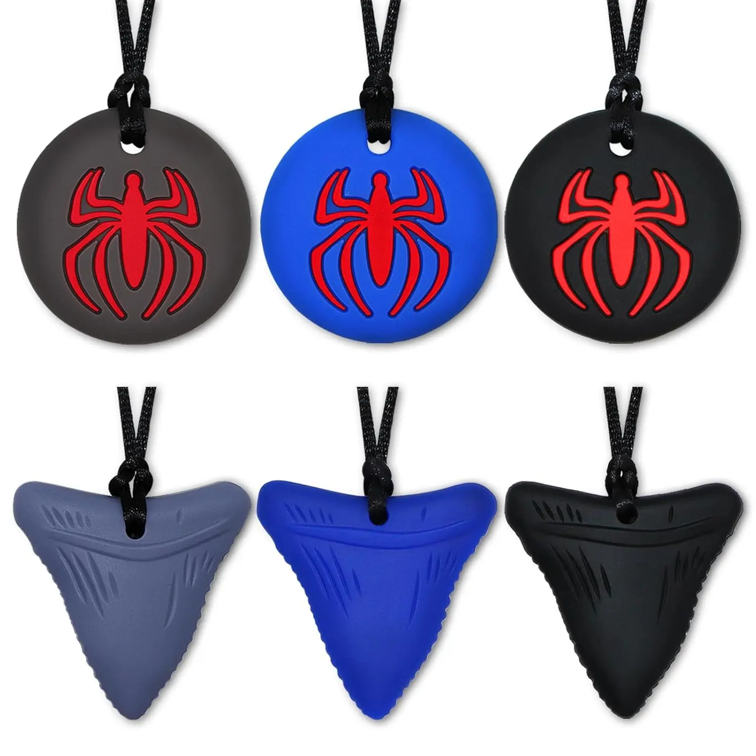 FN32 Chew Necklaces for Sensory Kids Boys Girls and Adults, 6 Pack Sensory Necklace for Autism, ADHD, SPD, Silicone Adult Teething Necklace Reduce Chewing Biting Fidgeting