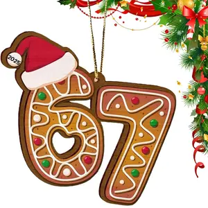 1PC/3PC/5PC 2D Flat Christmas 67 Wooden Acrylic Ornaments, Whimsical 67-themed Christmas Tree Decorations, Six-Seven Christmas Tree Adornments