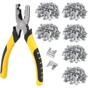 1800PCS Wire Cage Clips and Pliers Chicken Wire Cage Clips J Clip Snap Fencing Pliers for Pet Dog Hog Cages Building Supplies