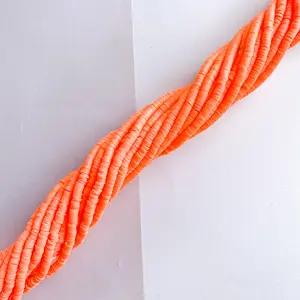 4mm Neon Orange Polymer Clay Heishi Strand