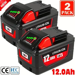2PACK M18 12000Ah M18 Lithium-ion Replacement For Milwaukee Battery Compatible With Milwaukee M18 Battery 48-11-1812 48-11-1850 48-11-1852 48-11-1828 48-11-1862 For Cordless Power Tools Battery lithium-ion replacement