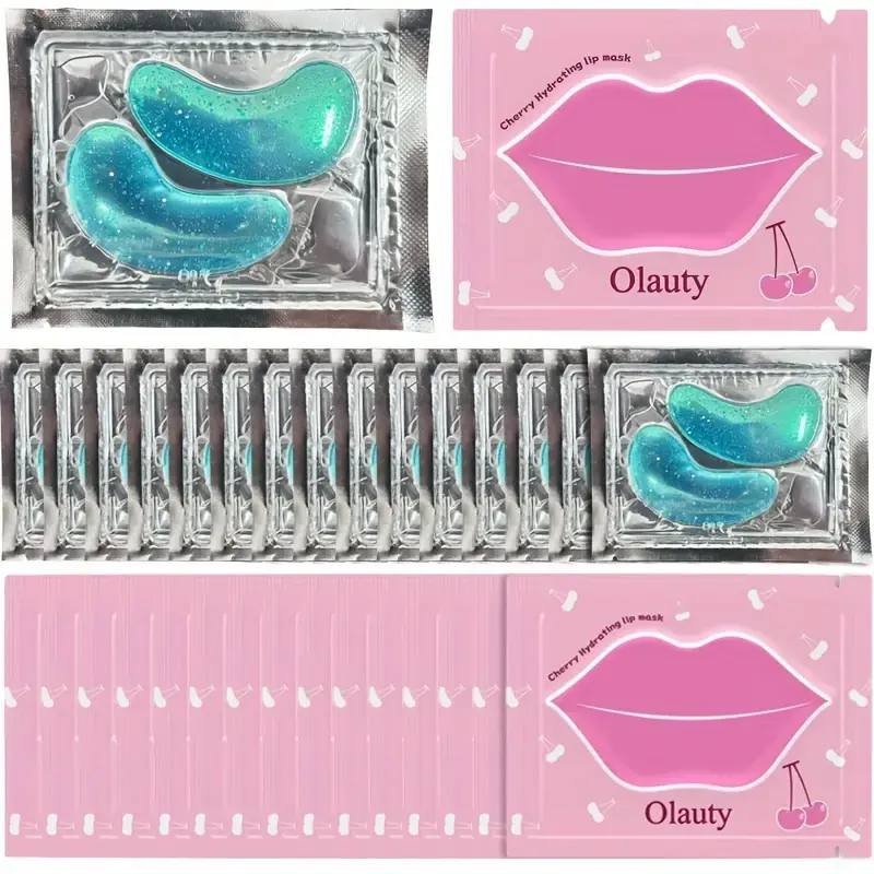 30pcs Moisturizing lip masks and eye masks, collagen eye patches, moisturizing eye and lip mask sets, effectively nourish the skin of the lips and eyelids, suitable for women summerwins