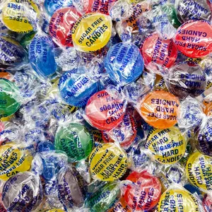 Sugar Free Hard Candy Mix | 1-Pound Pack | About 75 Pieces | Assorted Fruit Flavors | Individually Wrapped Sugarless Candies for Office Bowl | Lemon, Lime, Cherry, Orange, and Berries