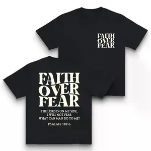 Faith Over Fear Graphic Tees - Vintage Urban Streetwear for Fashion Enthusiasts - Minimalist Bold Slogan Design, Soft & Lightweight 100% Cotton Casual Wear for Men & Women