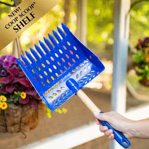 The Coop Scoop® Shelf | 2-in-1 Chicken Poop Scoop & Rake | 10" Handle Large Hand Shovel For Chicken Coop Shelves