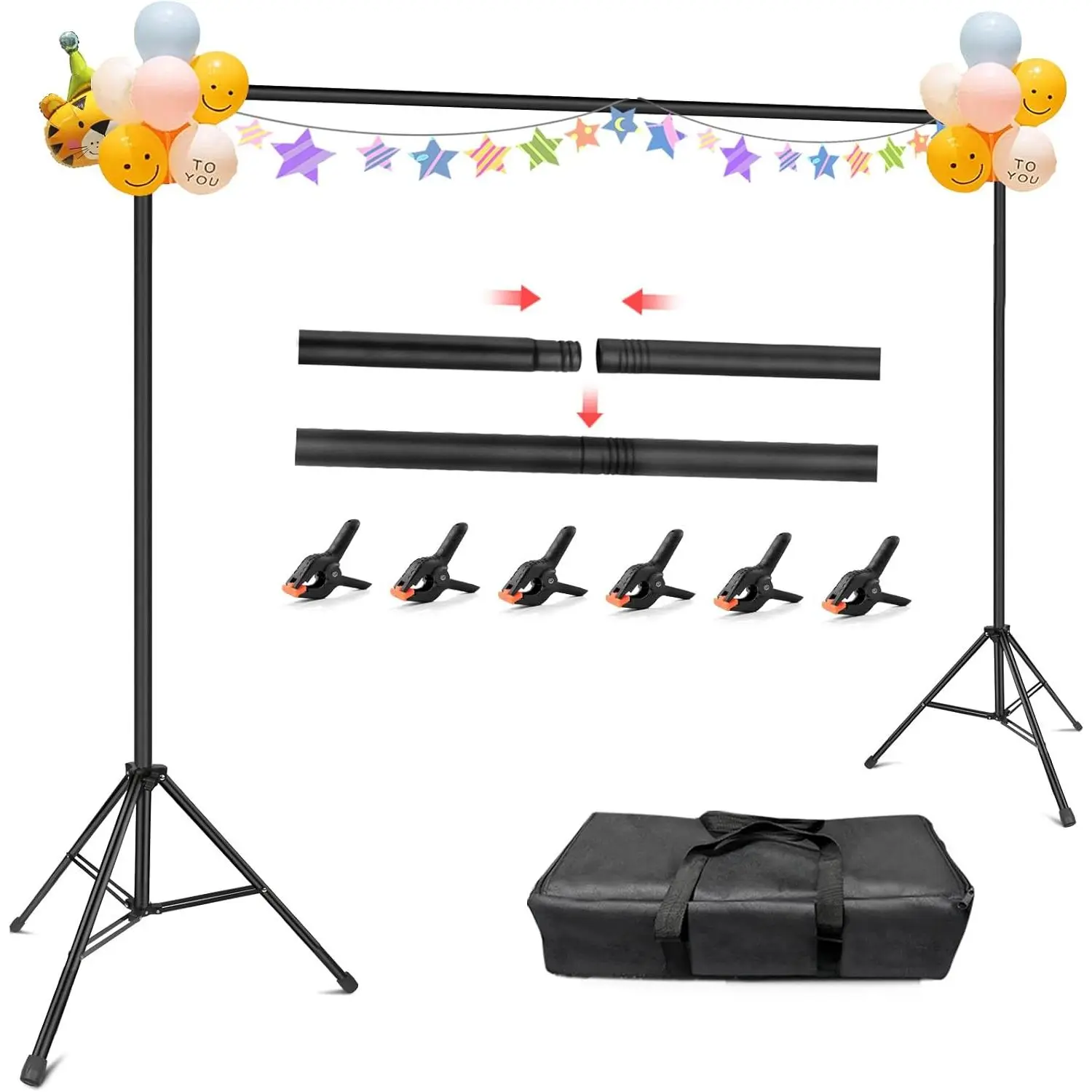 Photo Backdrop Stand, 10x7ft (WxH) Photography Background Stand for Photoshoot, Wedding, Birthday,  Shower Parties, Projector Screen, Decoration, Balloons
