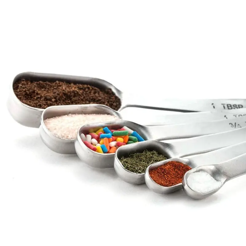 Stainless Steel Rectangular Measuring Spoon Set, Graduated Baking Spoons, 6-Piece Kitchen Spice Tools, Durable & Accurate Measurement