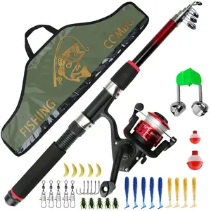 Complete Telescopic Fishing Rod Set, Cool Multi-Color Reel Included, Full Accessories & Storage Bag, Beginner Outdoor Lure Gear