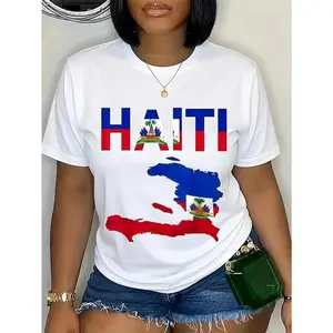 Unisex Happy Haitian Flag Day Cool Haiti Flag Map Haitian Pride T-Shirt graphic tees Say You Swear Grunge Album 67 Eat Sleep Goon Repeat 90s good Casual Short Sleeve Rifle Quick-Dry Moisture-Wicking Crew Vintage In Utero Print Anime outdoorfun