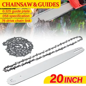 1Set Chainsaw Chain Guide Plate Set, Including 18in/20in Chain And 0.325 Guide Plate, 72/76 Drive Chain Link, Cordless Chainsaw Replacement Parts, Suitable For Woodworking Use, Garden Trimming, Cutting Wood Tools
