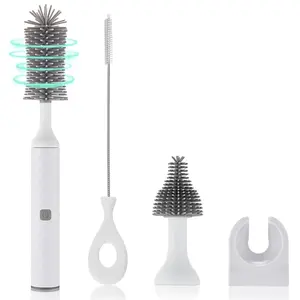 Electric Baby Bottle Cleaning Brush Set, 360° Rotating Silicone Cleaner for Bottles, Nipples, Straws & Cups, USB Rechargeable, Waterproof outdoorfun Convenient Charging No Manual Scrubbing Needed