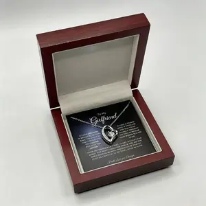 Girlfriend Necklace – Forever Love Pendant Set, Sweet Promise Jewelry for Her, Romantic Birthday Present, Christmas Gift for My Girlfriend, Valentine's Day Idea