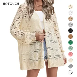 Lightweight Crochet Cardigan for Women Long Sleeve Open Front Knit Oversized Cardigans Sweaters  New Fashion Beach 2026 spring