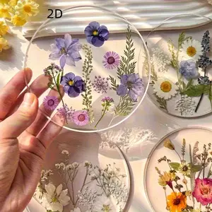 2D Flower Art Clear Acrylic Coaster Set of 4, Colorful Outdoor Drink Coasters, Perfect Wedding Birthday Mother's Day Gift, Unique Holiday Decor