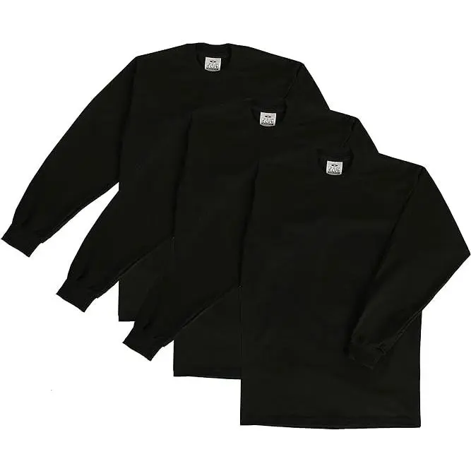 3 Pack Pro Club Men's Heavyweight Long Sleeve T-Shirt