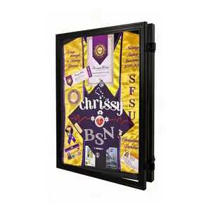 IHEIPYE Graduation Shadow Box Frame, Memory Box for Graduation Keepsake Cap Gown Diploma Stole Cords Wood Display Case with Stick Pins & Hanging Hardware, Black