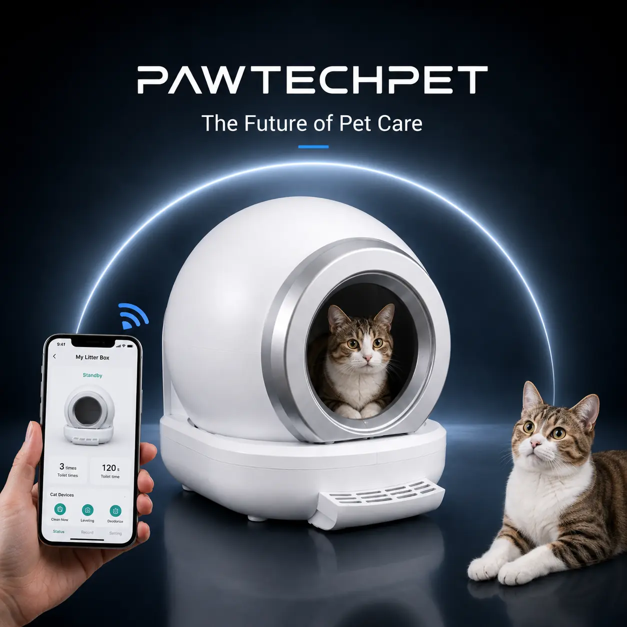 [dream cat litter box]Pawtech Smart Automatic Cat Litter Box for Multiple Cats - APP Control, Health Monitoring, Safety Sensors, Included Trash Bags, White #Petlovers#TikTokShop#SummerPetHa