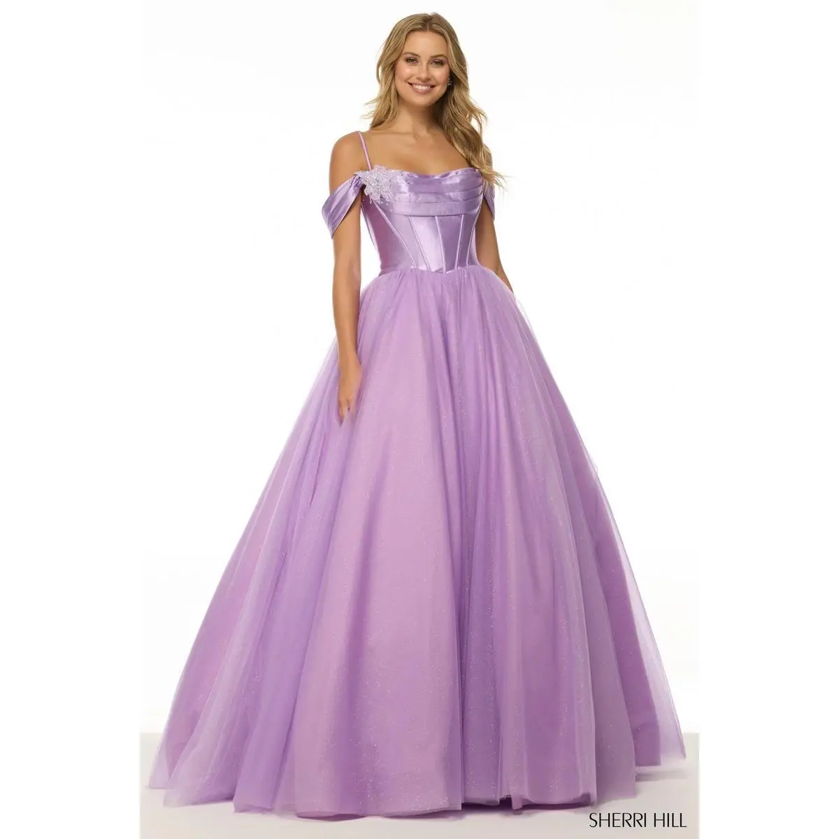 Sherri Hill Cowl Neck Corset Ball Gown Prom Dress 57034