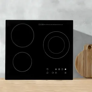 CNCEST Ceramic Cooktop with 3 Burners 2600W Infrared Countertop Stove 9-Level Touch Control & Timer Child Safety Lock for Kitchen, Office, RV, Black