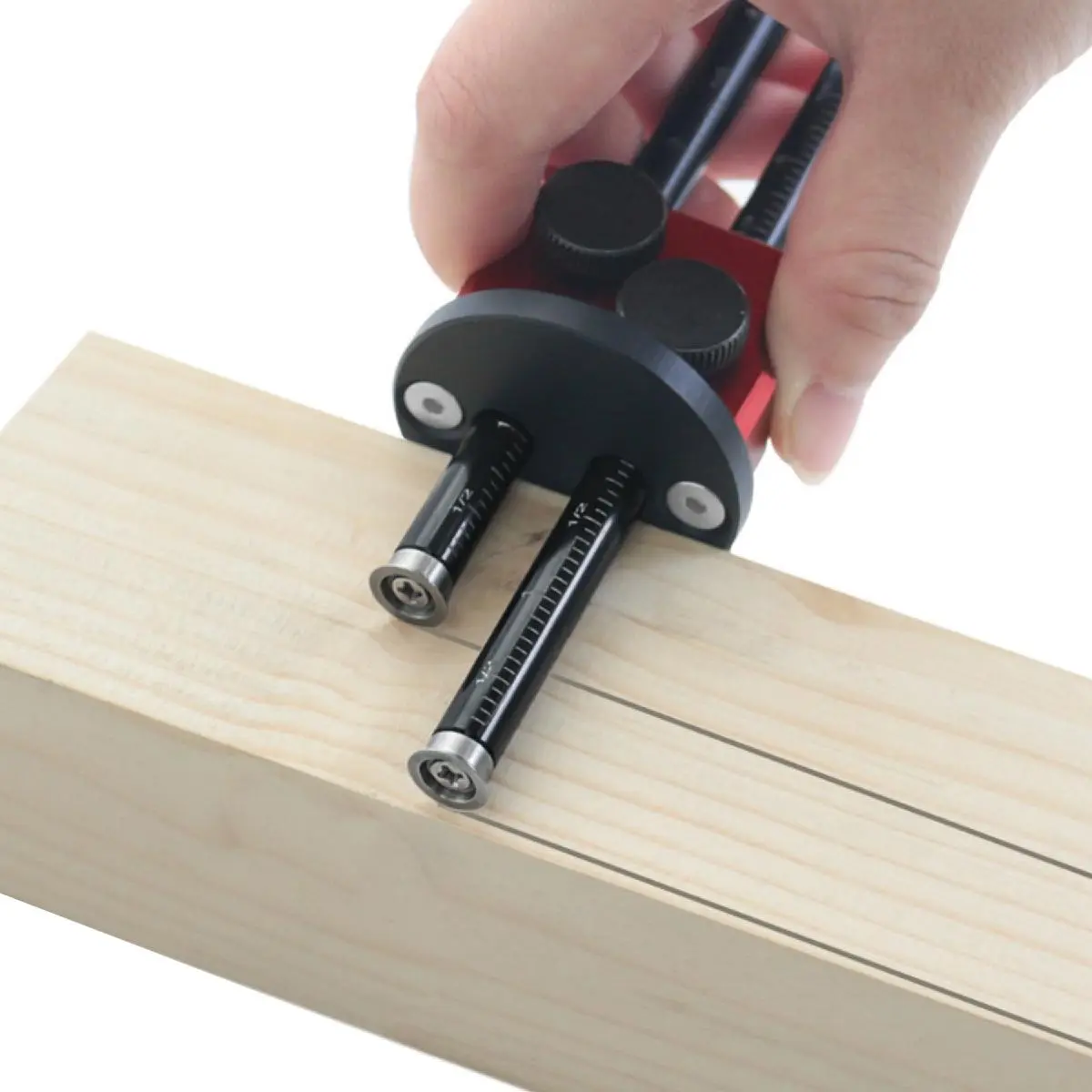 Inch and Millimeter Ruler with Scale - Measuring Ruler - Hand Measuring Tool - Double Head Wheel Marking Gauge - Aluminum Alloy Parallel Line Drawing Tool - Woodworker Marking Ruler, Carpenter Marking Tool, Woodworking Measuring Tool