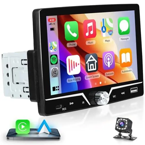 Single Din Car Stereo with 7-Inch HD Touchscreens, Wired Carplay, Android Auto, Bluetooth, Mirror Link, FM Radio, Backup Camera, EQ, USB/Type-C Support, and Steering Wheel Control Car Audio Receiver, Car Accessories, Auto Parts Accessories fathersdaygif