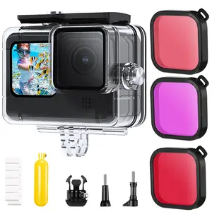 【K&F CONCEPT】 Waterproof Case with Dive Filters Compatible with GoPro Hero 12/11/10/9 Black, Protective Underwater Dive Housing Case Accessories Kit Bundle