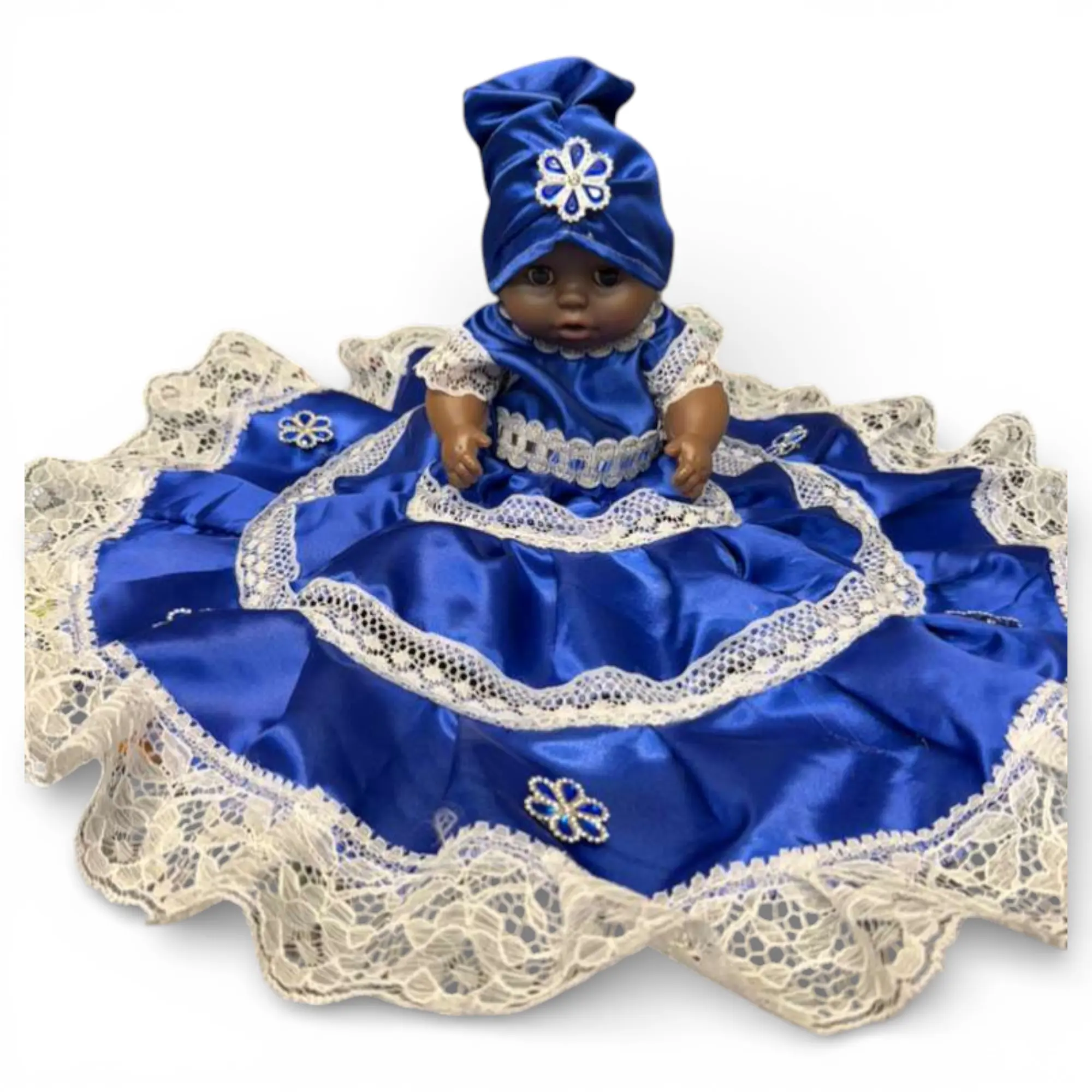 CONGA Yemaya Doll with Blue Conga Dress - Santeria Orisha Statue, Yoruba Spiritual Altar Decor, African Religious Altar Figurine, Modest Look, Protection & Ocean Mother Blessings